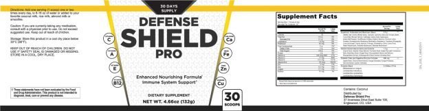 Defense Shield Pro Supplement Facts